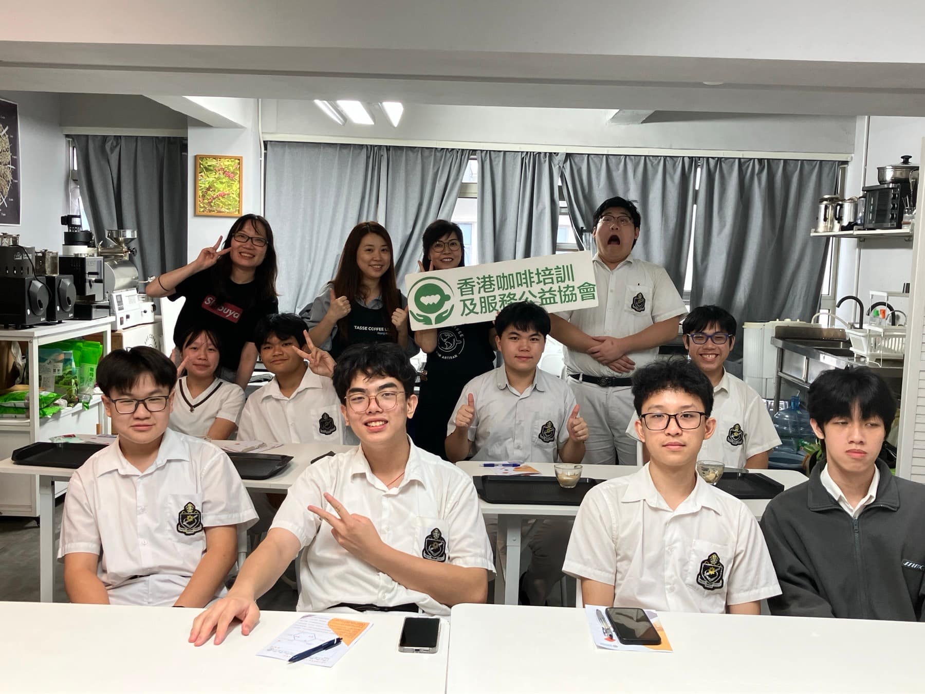 Participants on a Tasse Coffee accredited barista programme run with a Hong Kong social service agency